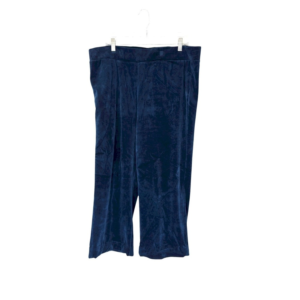 Ralph Lauren Pants‎ Women's Blue Velvet Pull On Stretch Cropped Casual Size XL